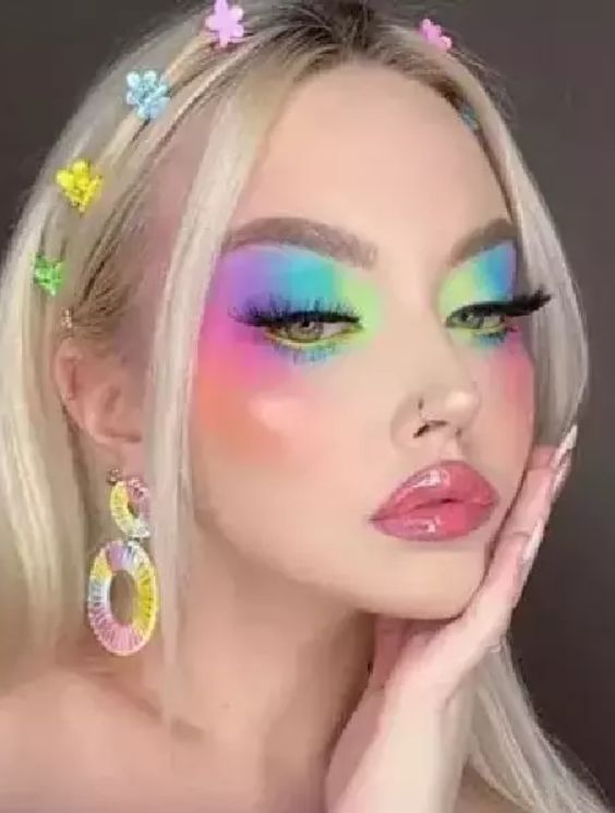 Rainbow E-Girl Makeup Look