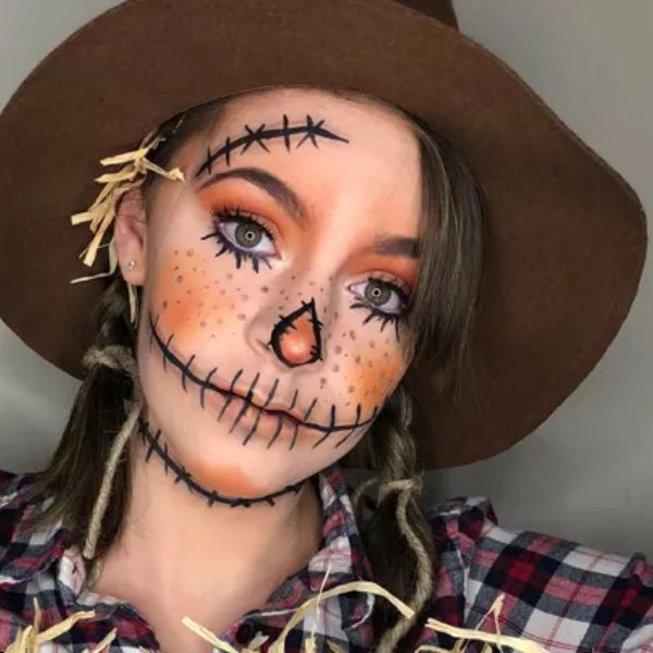 Red Theme Scarecrow Makeup