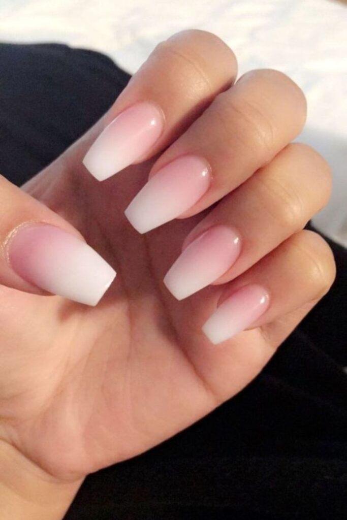 Short Coffin Ombre French Tip Nails