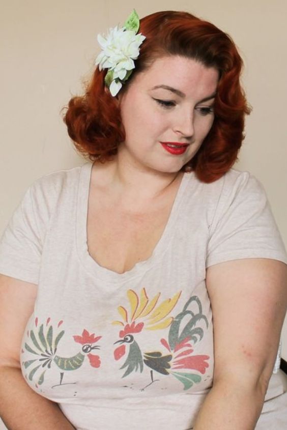 Short Curled Updo with Flowers