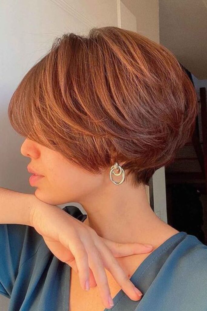 Short Pixie Bob With Bold, Long Bangs