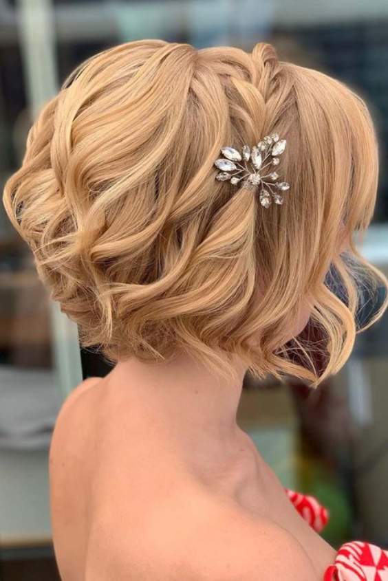 Short Romantic Updo with Vintage Pins