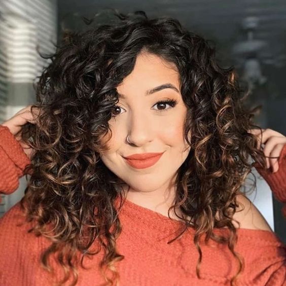 Side-Swept Bangs for Curly Hair