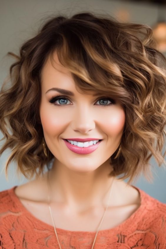 Side-Swept Bangs with Curls