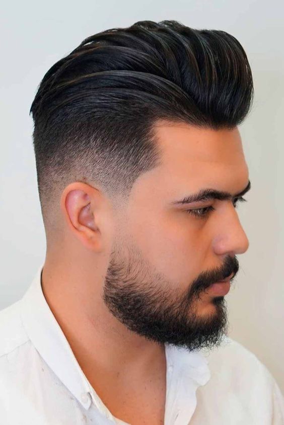 Slicked Back Pompadour Undercut Fade