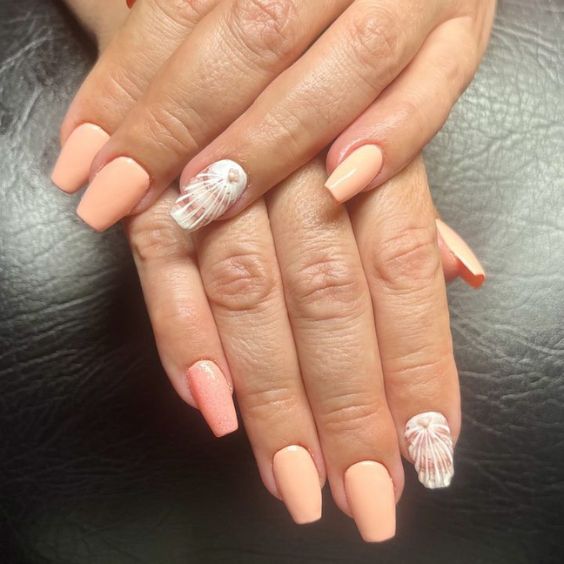 Summer Gel Short Coffin Nails