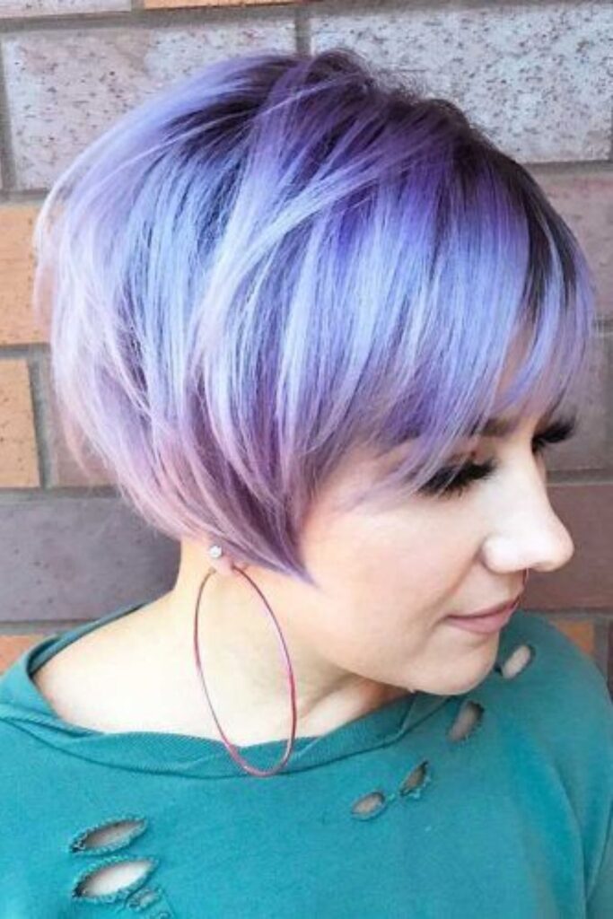 Tapered Pixie Bob Hairstyle In Smokey Lavender