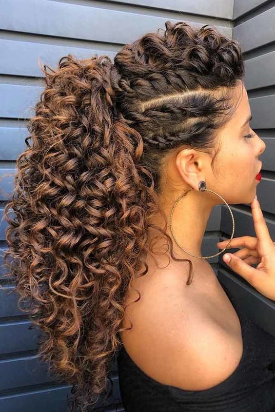 The Braided Curly Ponytail