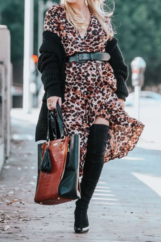 The Chunky Cardigan and Midi Dress