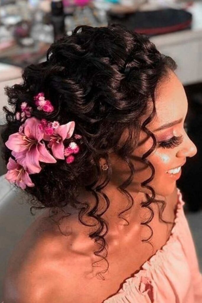 The Curly Floral Updo