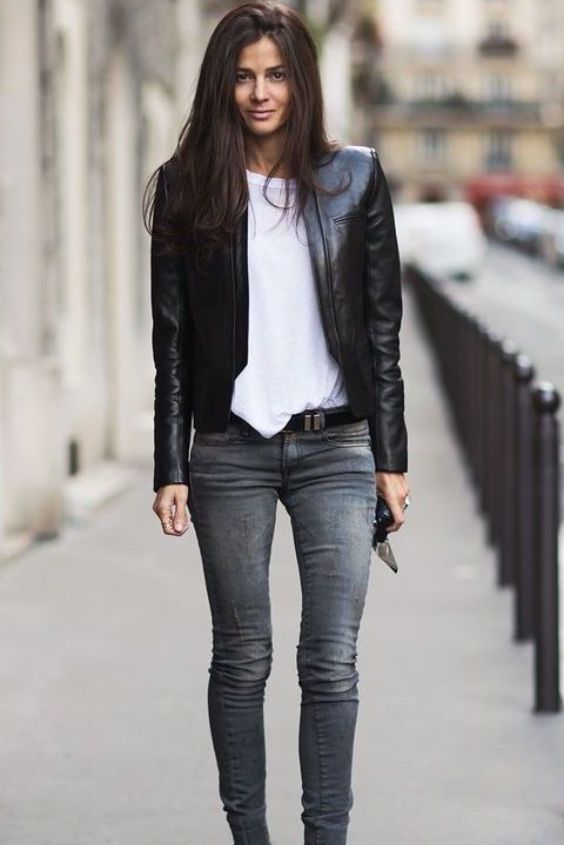 The Leather Jacket and Skinny Jeans Combo