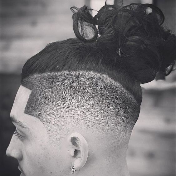 Top Knot Man Bun with Shaved Sides