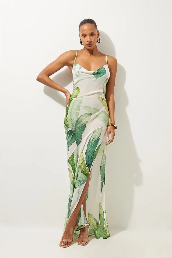 Tropical Silk Maxi Dress