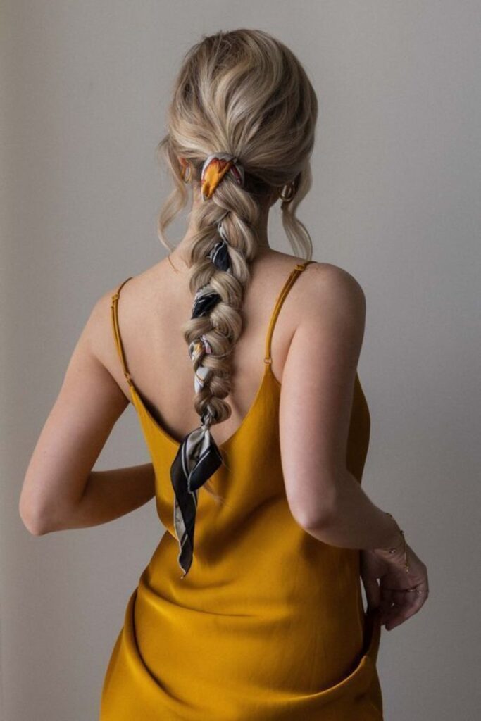 Braided Ponytail with Scarf: Tropical Vibes 