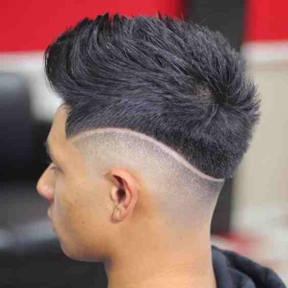 Spiky Fade with Line Design
