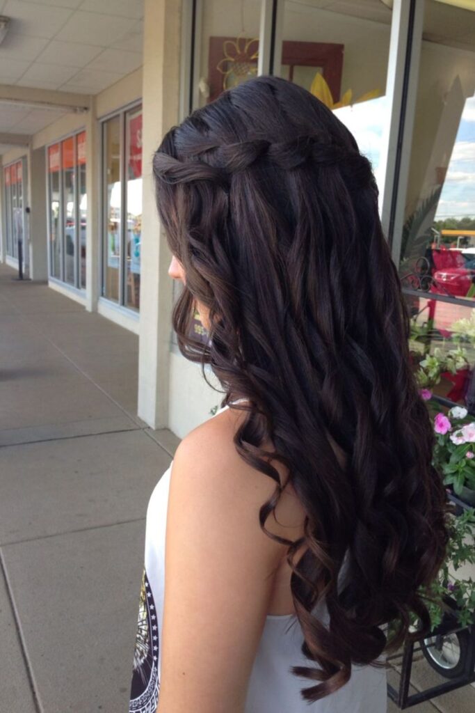 Waterfall Braid Half Up Half Down