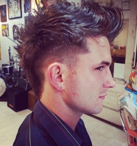 Wavy Faux Hawk with Mid Fade