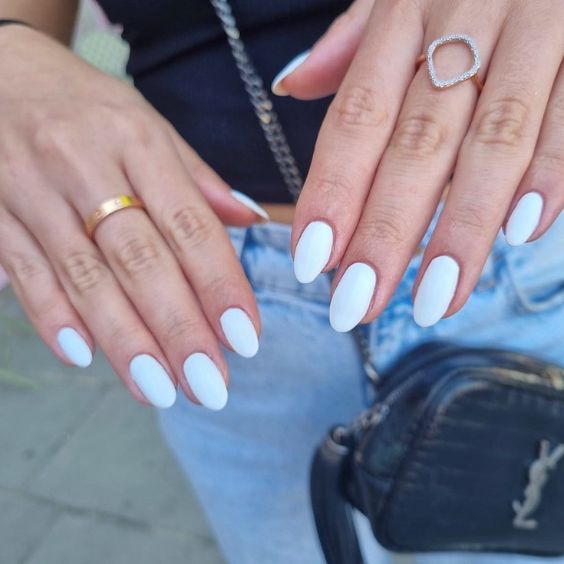 White Oval Nails