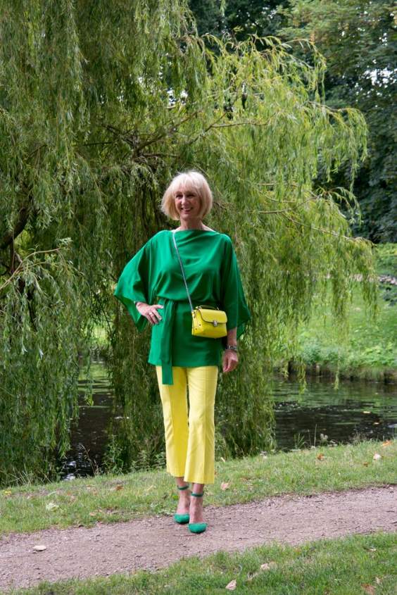 Yellow Pants with Contrasting Green