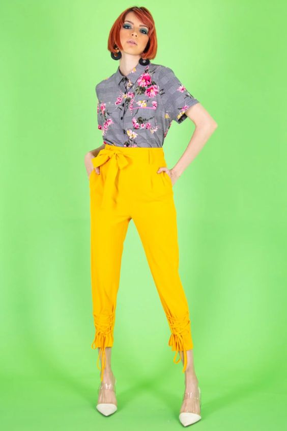 Yellow Pants with Floral Top