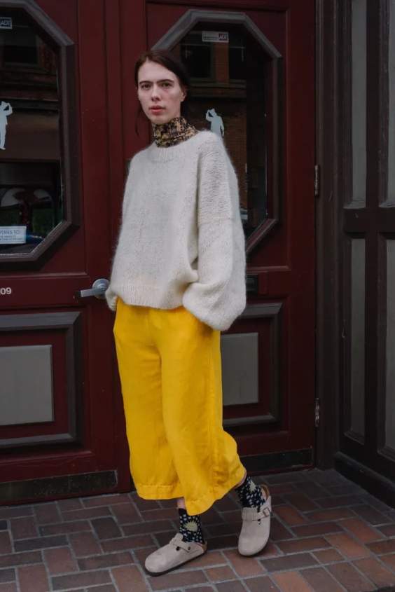 Yellow Pants with Sweater
