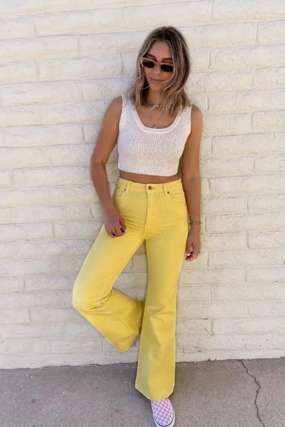 Yellow Pants with White Tank